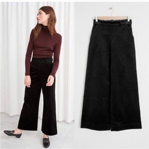 & Other Stories Corderoy Black Wide-Leg Pants